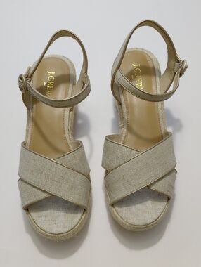 J CREW  Women's Gold Platform Espadrille  Sandals Size 9